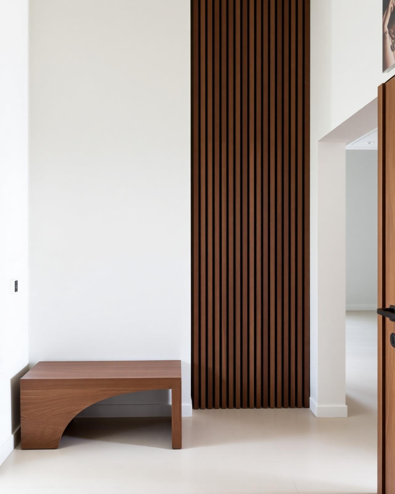 Vertical walnut entryway